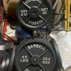 Standard barbell plates with barbell