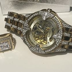 New Mens Set Elgin Luxury Watch And Sz9 Ring 200$