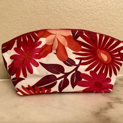 Clinique Pink/ Orange Flower Makeup Bag