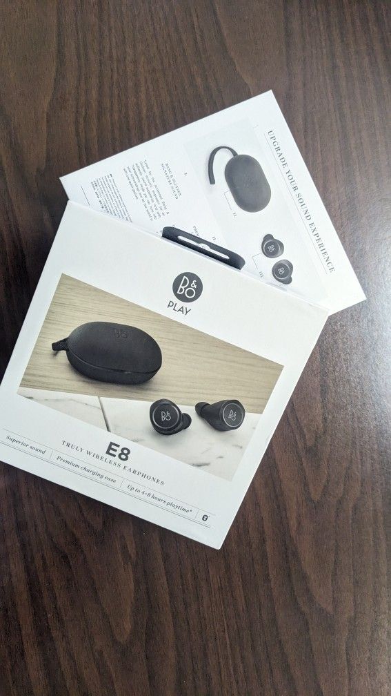 B&O E8 Wireless Headphones, Box Only.