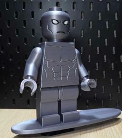 Oversized Lego silver surfer figure