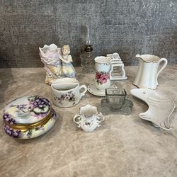 Misc Antique Porcelain and Glass Items
