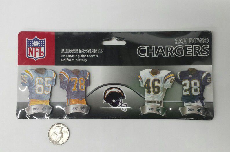 LA Chargers Football Uniform History Magnet Set