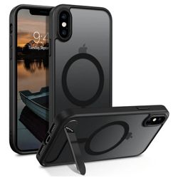 iPhone X & XS Case with Foldable Flush Stand & Mag Safe Ring for charging