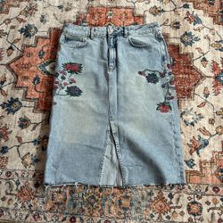 Embroided Denim Skirt