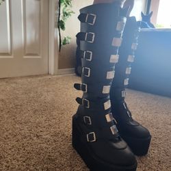 Platform Buckle Boots