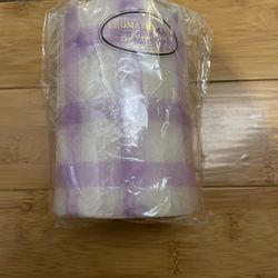 Jasmine Scented Aromatherapy Wax Pillar Candle 4in Tall 3in diameter from Candle World  CS413 Purple Plad