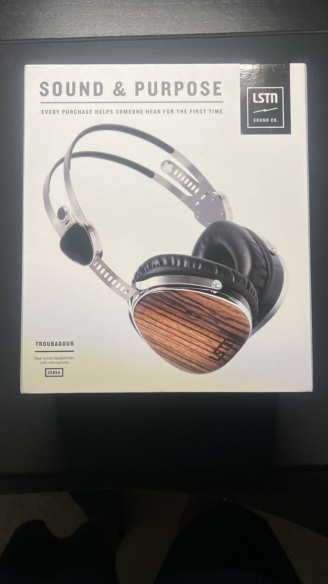 LSTN TROUBADOUR SOUND & PURPOSE ZEBRA HEADPHONES WITH MIC EXCELLENT