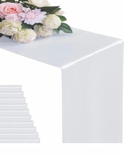24Pack Table Runner 12 x 108 Inches Satin Silk Table Runner for Wedding, Birthday Party, Banquets, Graduations Decoration, fit Rectange and Round Tabl