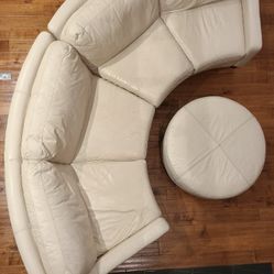 Macy’s Curved Leather Sectional Sofa + Ottoman – $450 OBO