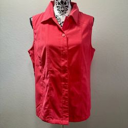 Allison Daley Top Women’s  Button  Shirt Size 12 Sleeveless Coral Red