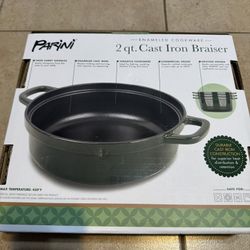 Parini 2qt Cast Iron Braiser Pan 