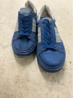Bikkembergs Men's Low Top Lace Up Athletic Sneakers Blue Gray Solid Casual Sz 8