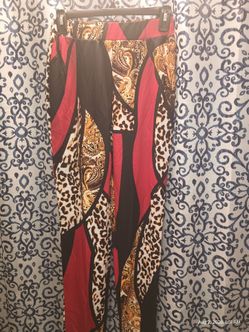 Mixed Print Wide-Leg Pants size S