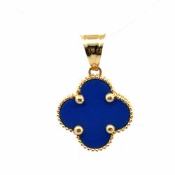 Woman’s Ladies 14k Yellow Gold Blue Clover Charm Pendant for Necklace GP3129638
