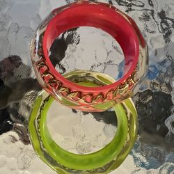  Pair Of Bracelets - Resin With Chain Detailing