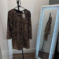 brand new gold sequence dress (H&M) size Medium