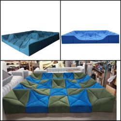 BRAND NEW DUNE COUCH SOFA SET, SIZE 12x12x12x12FT Velvet  Forrest And ELETRIC  BLUE  FABRIC 