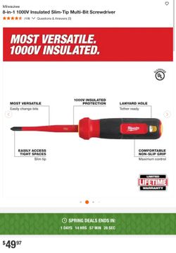 8-in-1 1000V Insulated Slim-Tip Multi-Bit Screwdriver