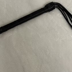 Black Leather Whip 9 Inch Handle