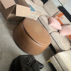 Leather Storage Ottoman 