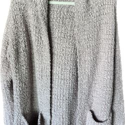 BAREFOOT DREAMS Cozy Hooded Long Cardigan Taupe/Rose Pink $198 Women’s Size S/M