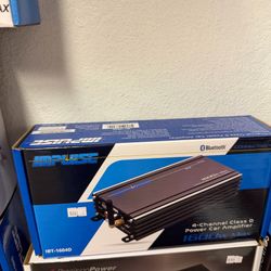 Brand-new Impulse 4-channel Class D amplifier 🔊 1,600 watts max with Bluetooth connectivity. $200. Professional installation available. Located in Ce