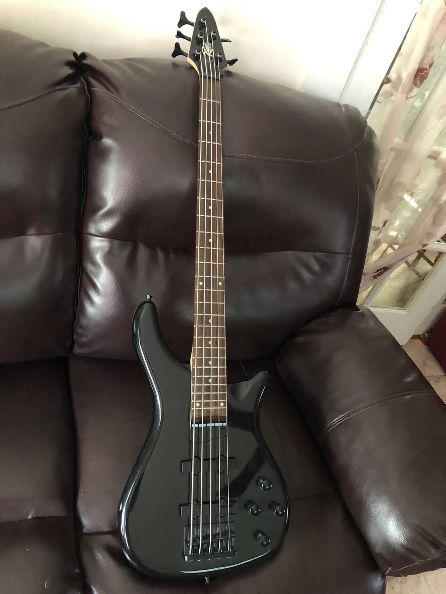 Five string bass by rogue with gig bag