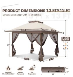 13 ft. x 13 ft. Pop-Up Gazebo Tent Instant with Mosquito Netting and 4-Sand Bags