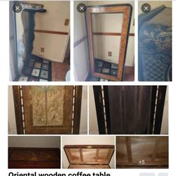 Wooden Oriental Coffee Table Without Glass Top 