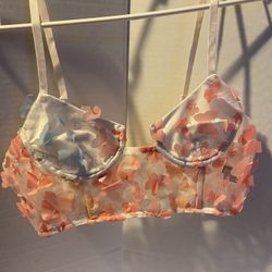 Floral Embellished Bralette - Pink and Blue