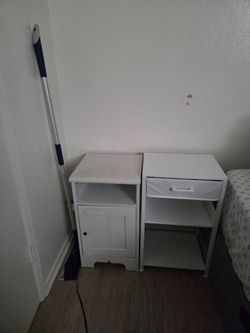 White Storage Cabinet & Compact Printer Stand