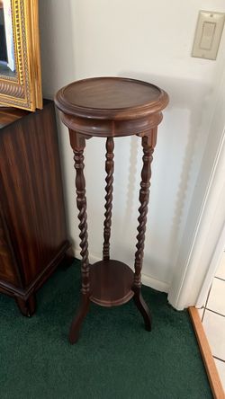 Wood Plant Stand with Barley Twist Legs