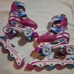 GIRLS Roller Derby 2 in 1 Adjustable Inline-Quad Combo Skates (SIZE 12-2)