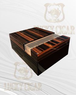 Lucky Zebra Desk Humidor – 50-Cigar Capacity with Window