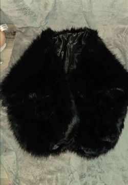 Vintage Black Faux Fur Stole Wrap