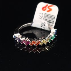 925 Silver Multi Color Ring 2.50g Size 7 178724/5
