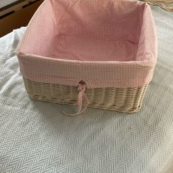 Like New Pottery Barn Basket With Washable Cover 