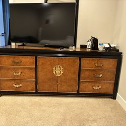 Century Furniture Luxury Bedroom Set – Burl Wood, Brass Hardware