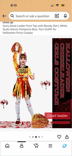 Girls Dead Leader Halloween Cheerleader Costume