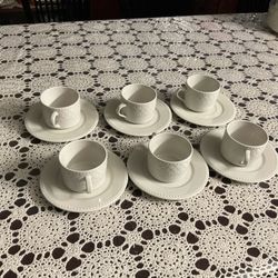 Farberware Trellis Coffee Cup and Saucer Set never used service of six
