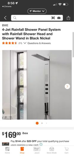 4-Jet Rainfall Shower Panel System