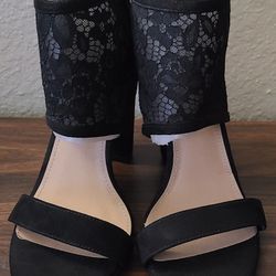 Black Heels with Laced Ankle Wrap