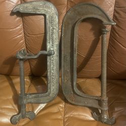 Two Big Old C Clamps 