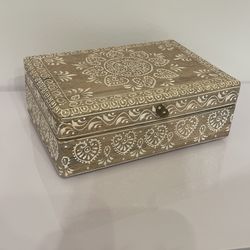Hand Painted Wooden Decorative Box – Boho Storage
