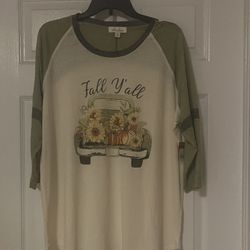 Brand New Ivory/Olive Green Top Size 2X