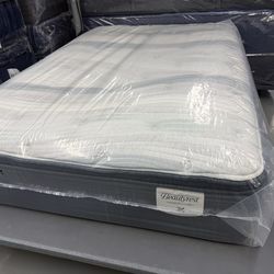 FULL SIZE SIMMONS BEAUTYREST HARMONY LUX (PLUSH) PILLOW TOP MATTRESS & BOX SPRING BED SET