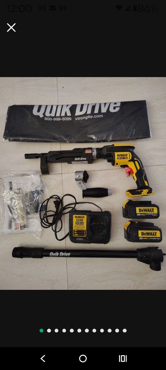 DEWALT 20V Cordless Screw Gun Driver Brushless Drywall Decking System + 2 Battery + Charger Quik Drive Simpson Strongtie 