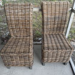 Two Real Bamboo High Back Chairs In Good Condition