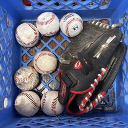 Baseballs And 12” Glove Rawlings